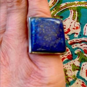 Chunky vintage artisan Lapis ring